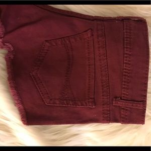 Distressed denim shorts